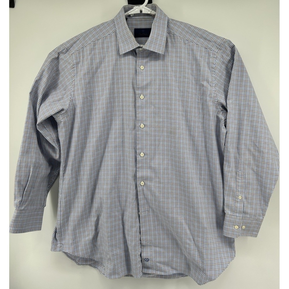 David Donahue Long‎ Sleeve Button Down Multicolored Men's 17.5 34/35